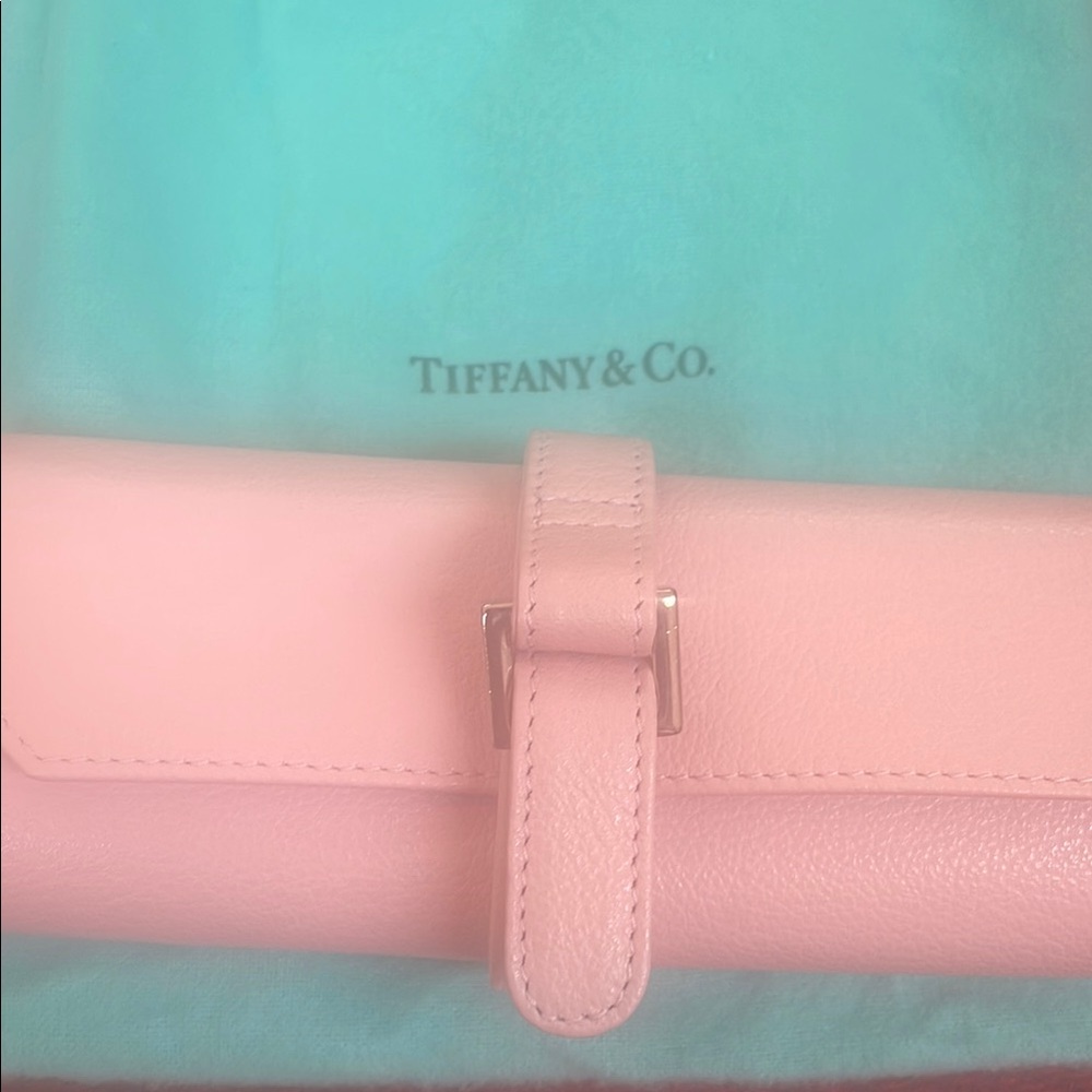 Tiffany & Co. Soft Pink Leather travel jewelry pouch